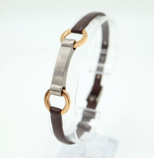 Boccia Titanium Link Bracelet Brown Leather Strap